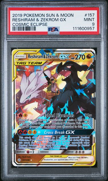 Reshiram & Zekrom GX 157/236 Cosmic Eclipse PSA 9 111600957