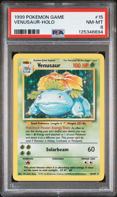 Venusaur - Holo 15/102 Base Set PSA 8 125346694