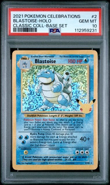 Blastoise - Holo 2/102 Celebrations: Classic Coll. PSA 10 112959231