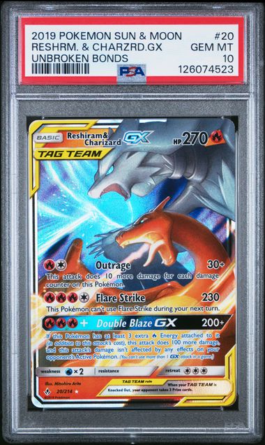 Reshiram & Charizard GX 20/214 Unbroken Bonds PSA 10 126074523