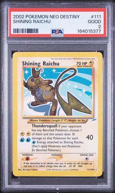 Shining Raichu 111/105 Neo Destiny Holo PSA 2 164015377
