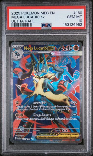 Mega Lucario ex 160/132 Mega Evolution Ultra Rare PSA 10 153126962