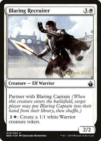 Blaring Recruiter (Prerelease) [Battlebond Prerelease Promos]