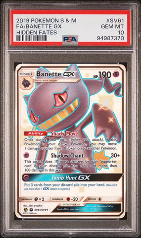 Banette GX SV61/SV94 Sun & Moon: Hidden Fates PSA 10 94987370