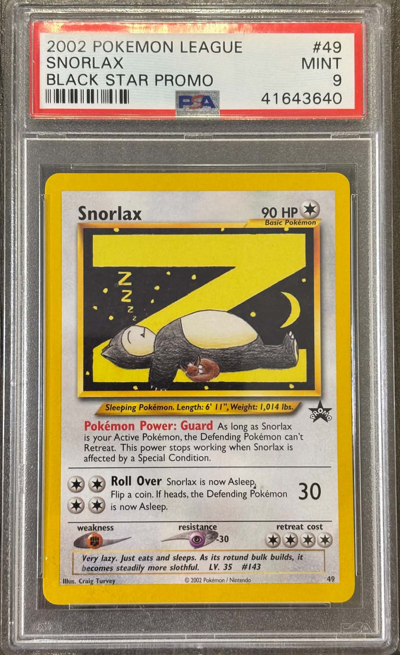Snorlax (49) WotC Black Star Promo PSA 9 41643640
