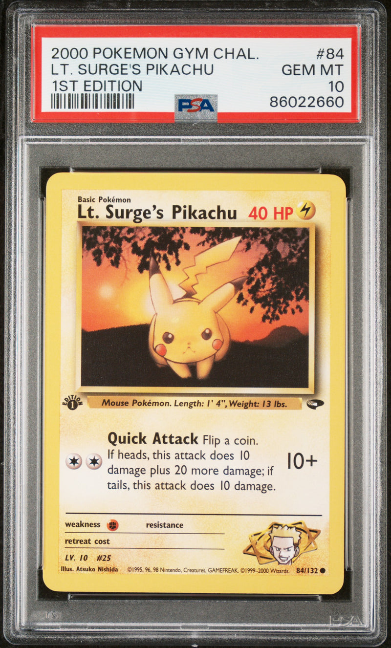 Lt. Surge's Pikachu 84/132 1st Edition Gym Challenge PSA 10 86022660