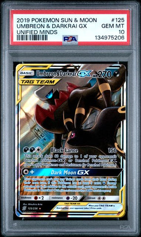 Umbreon & Darkrai GX 125/236 Unified Minds PSA 10 134975206