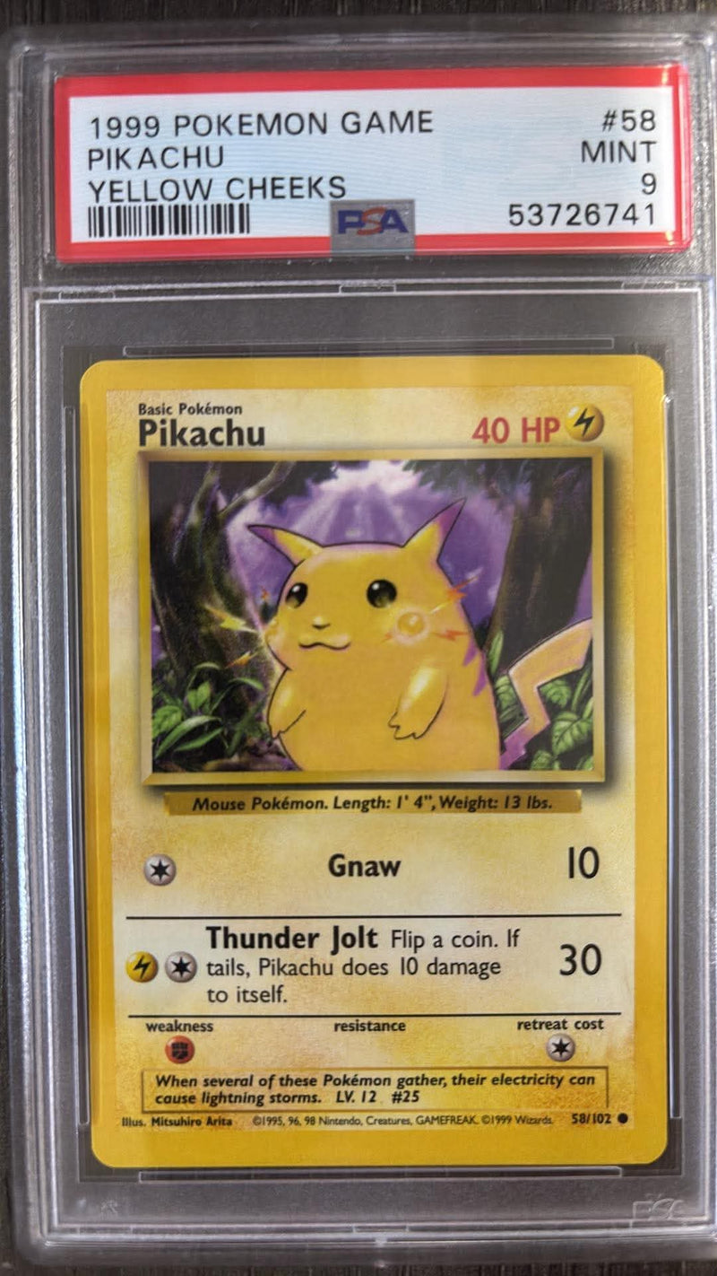 Pikachu 58/102 Base Set Yellow Cheeks PSA 9 53726741