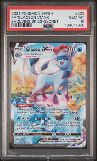 Glaceon VMAX 209/203 Evolving Skies PSA 10 104611050