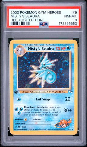 Misty's Seadra 9/132 Gym Heroes 1st Edition Holo PSA 8 172395650