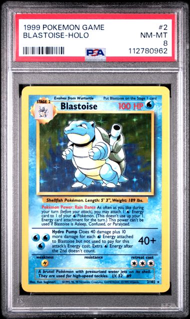 Blastoise - Holo 2/102 Base Set PSA 8 112780962