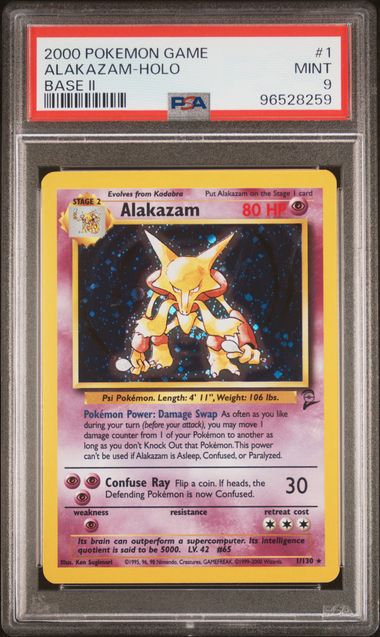 Alakazam 1/130 Base Set 2 PSA 9 96528259