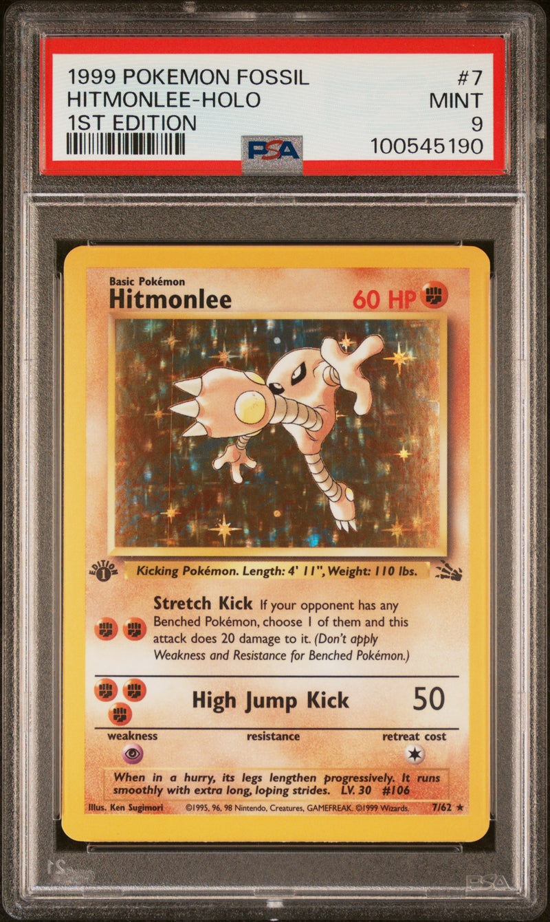 Hitmonlee 7/62 Fossil 1st Edition PSA 9 100545190