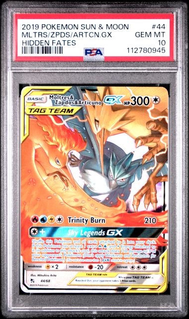 Moltres & Zapdos & Articuno GX 44/68 Hidden Fates PSA 10 112780945