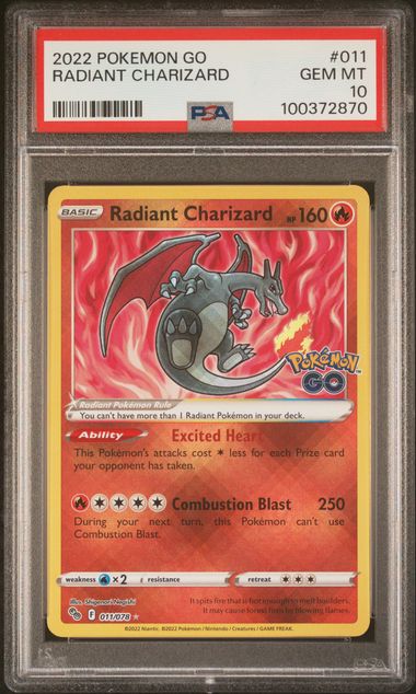 Radiant Charizard 011/078 Pokemon Go PSA 10 100372870