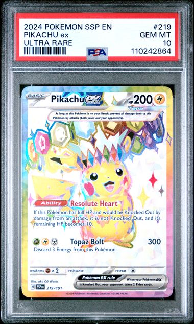 Pikachu ex 219/191 Surging Sparks PSA 10 110242864