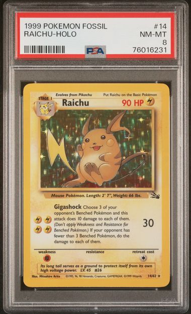 Raichu 14/62 Fossil PSA 8 76016231