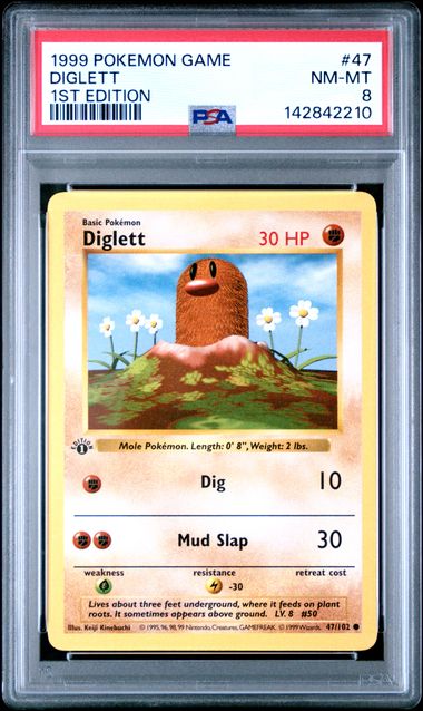 Diglett 47/102 Base Set 1st Edition PSA 8 142842210