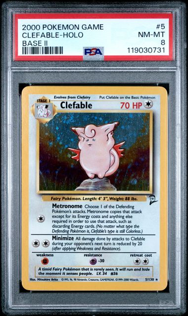 Clefable 5 Base Set 2 Holo PSA 8 119030731