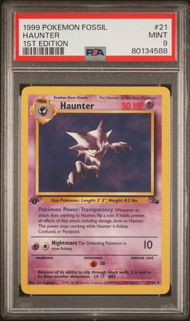 Haunter 21/62 Fossil 1st Edition PSA 9 80134588