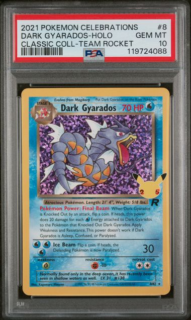 Dark Gyarados 8/82 Celebrations Classic Collection PSA 10 119724088