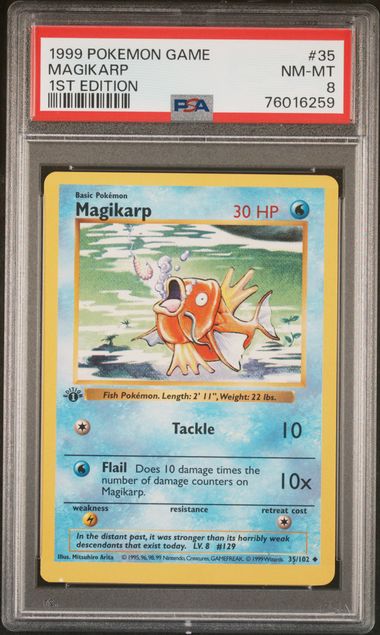 Magikarp 35/102 Base Set 1st Edition PSA 8 76016259