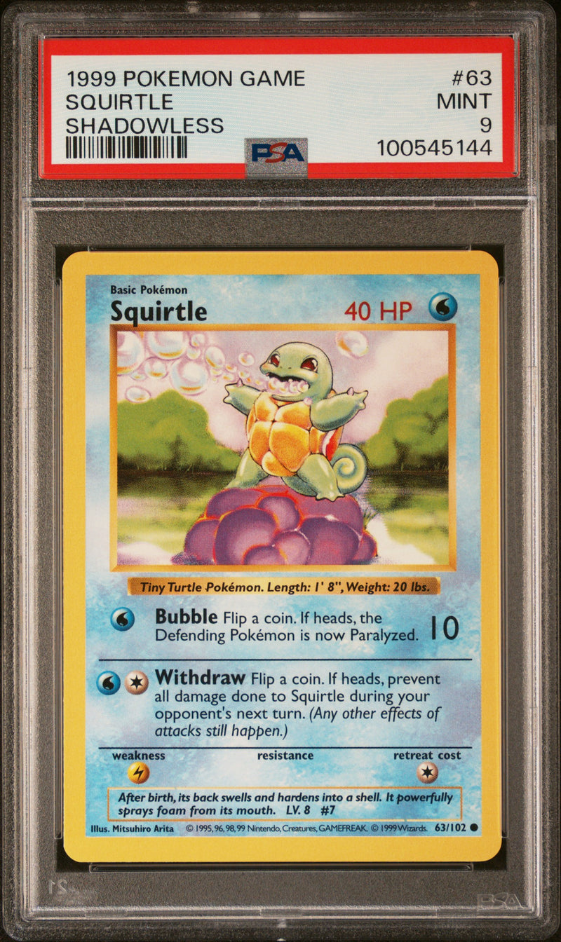 Squirtle 63/102 Base Set Shadowless PSA 9 100545144