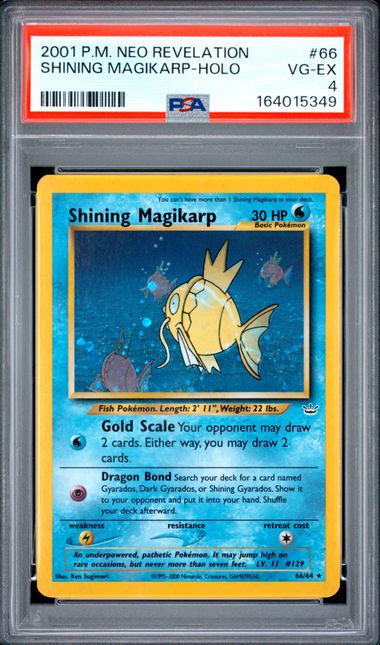 Shining Magikarp 66/64 Neo Revelation Holo PSA 4 164015349