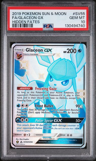 Glaceon GX Full Art Hidden Fates (SV55) PSA 10 130494740