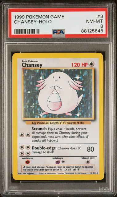 Chansey - Holo 3/102 Base Set PSA 8 88125645