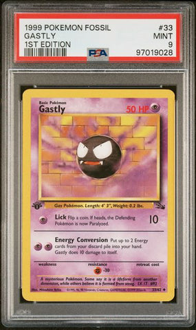 Gastly 33/62 Fossil 1st Edition PSA 9 97019028