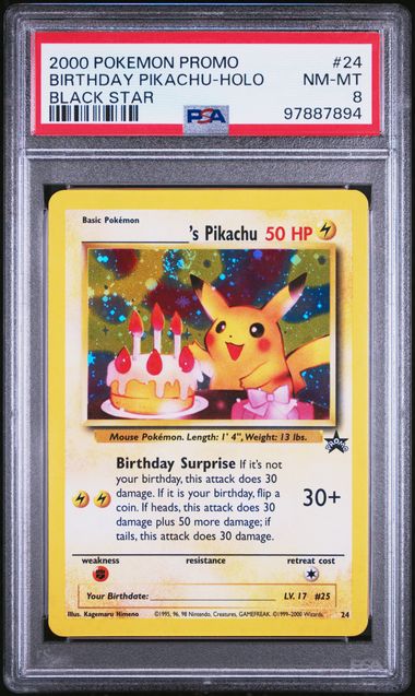 Birthday Pikachu 24 Black Star Promo PSA 8 97887894