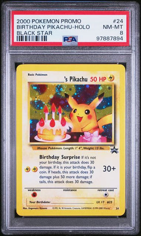 Birthday Pikachu 24 Black Star Promo PSA 8 97887894