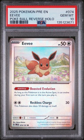 Eevee 074/131 Prismatic Evolutions Poke Ball Reverse Holo PSA 10 135123671