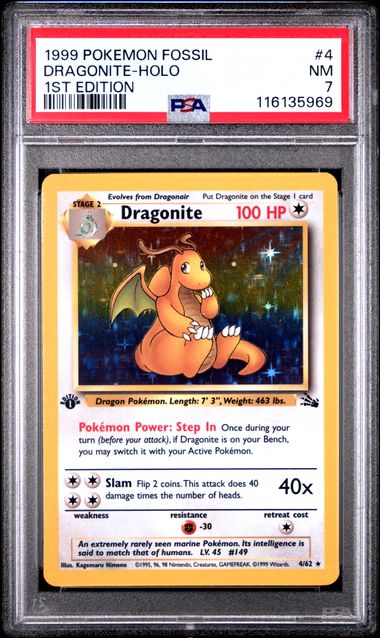 Dragonite - Holo 4/62 Fossil 1st Edition PSA 7 116135969