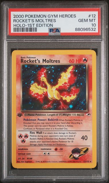 Rocket's Moltres - Holo 12/132 Team Rocket 1st Edition PSA 10 88096532