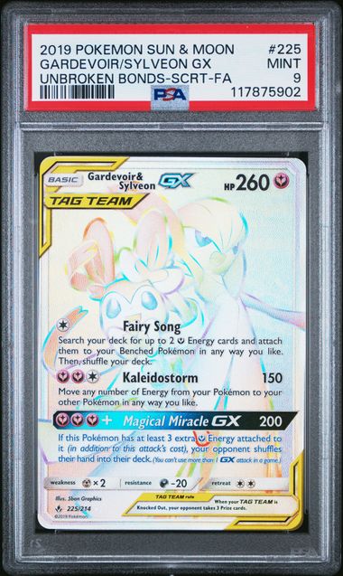 Gardevoir & Sylveon GX 225/214 Unbroken Bonds Secret Full Art Holo PSA 9 117875902