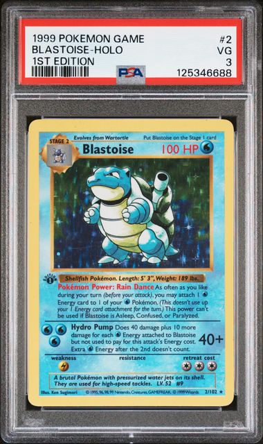 Blastoise - Holo 2/102 Base Set 1st Edition PSA 3 125346688
