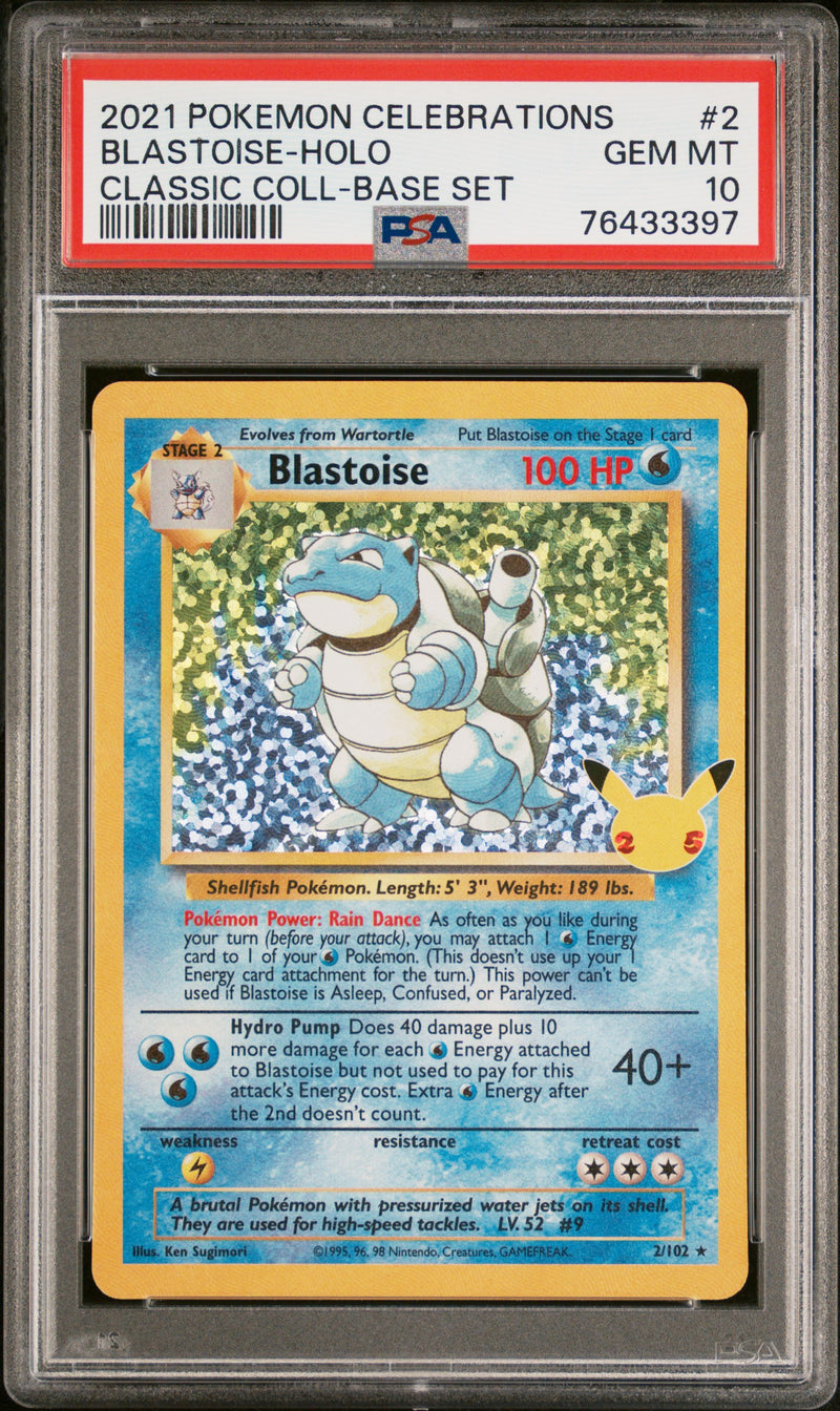 Blastoise 2/102 Celebrations Classic Collection PSA 10 76433397
