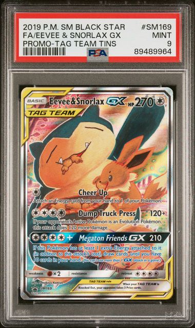 Eevee & Snorlax GX SM169 Black Star Promo PSA 9 89489964