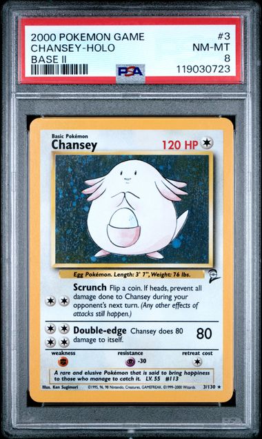 Chansey - Holo 3/130 Base Set 2 PSA 8 119030723