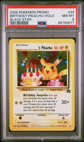Birthday Pikachu (24) Black Star Promo PSA 8 88769677