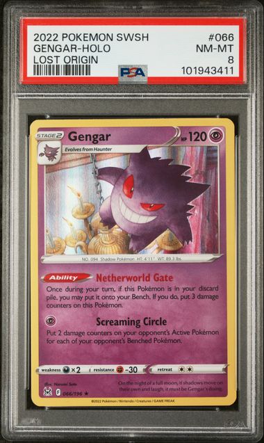 Gengar 066/196 SWSH Lost Origin PSA 8 101943411