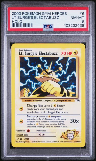 Lt. Surge's Electabuzz 6/132 Gym Heroes PSA 8 103232638