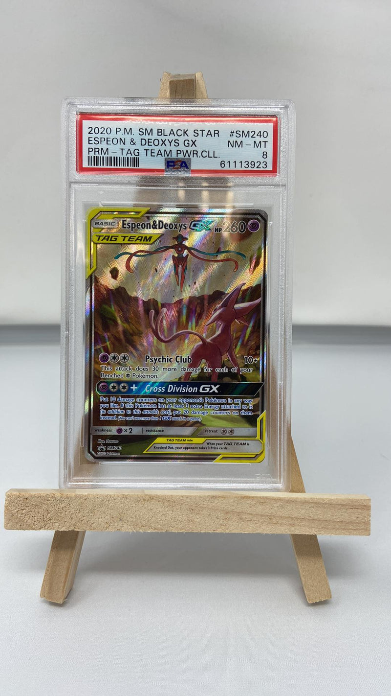 Espeon & Deoxys GX Tag Team SM240 PSA 8 61113921