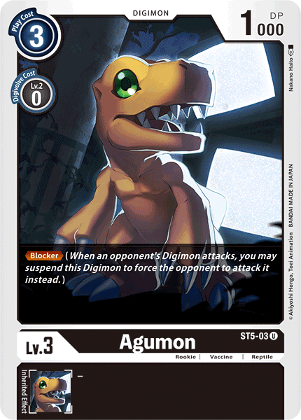 digimon agumon card One of the alternate art cards I pulled from my boxes of Generation was this Marcus Damon & alternate art! Was definitely one of my better hits for sure! I Essential for fans Digimon V Jump Promo Set: