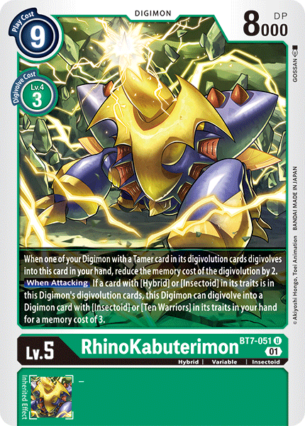 digimon next adventure cards RhinoKabuterimon [BT7-051] [Next Adventure]