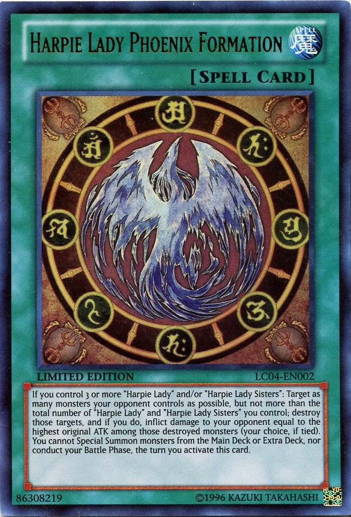 yugioh card harpie lady TOCH-IT002 - Toon - Collector's Rare - Toon Chaos except WIND monsters Yu-Gi-Oh Harpie Queen - LED4-EN007