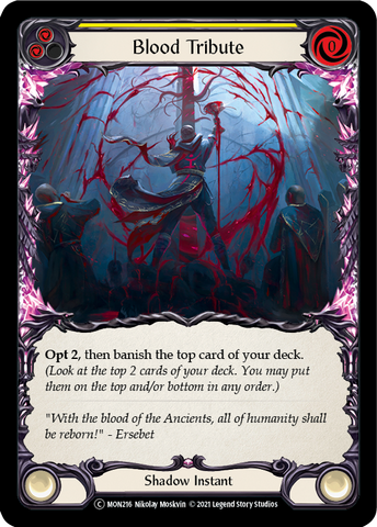 Blood Tribute (Yellow) [U-MON216-RF] Unlimited Rainbow Foil